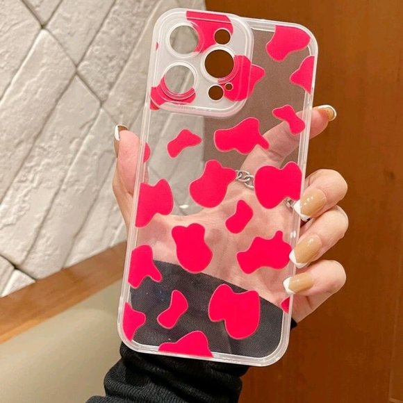 Cow Print Clear Case For iPhone 14 + FREE Glass Protector - Picture 2 of 4